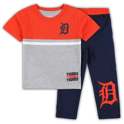 Outerstuff Kids' Toddler Navy/orange Detroit Tigers Batters Box T-shirt & Pants Set