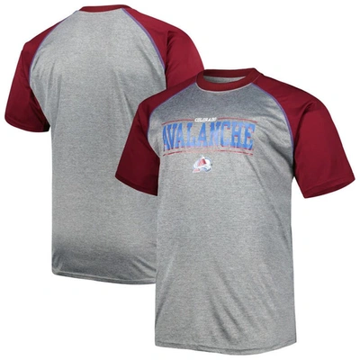 Profile Men's Heather Gray Colorado Avalanche Big And Tall Logo Raglan T-shirt