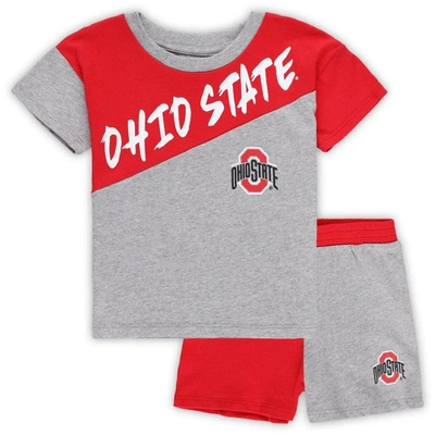 Outerstuff Kids' Toddler Heather Gray Ohio State Buckeyes Super Star T-shirt & Shorts Set