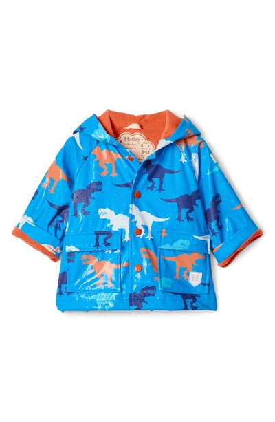 Hatley Babies' Giant T-rex Raincoat In Blue