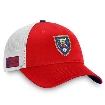 Fanatics Branded Red/white Real Salt Lake Iconic Trucker Snapback Hat In Red,white