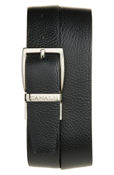 Canali Reversible Leather Belt In Black/brown