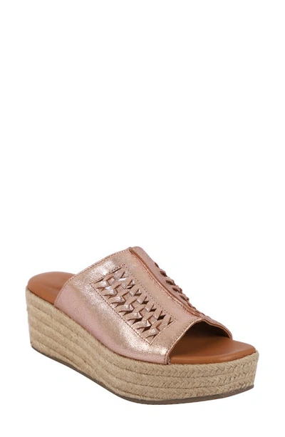 Gentle Souls By Kenneth Cole Silvana Woven Platform Slide Sandal In Rose Gold