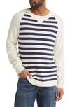 Lucky Brand Cloud Soft Stripe Raglan Sweater In Straw Heather Combo