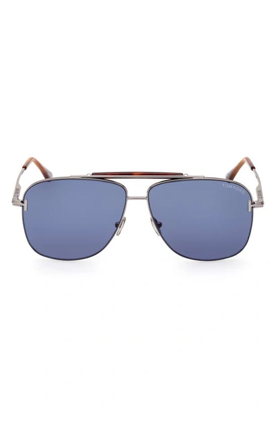 Tom Ford Jaden 60mm Polarized Navigator Sunglasses In Metallic