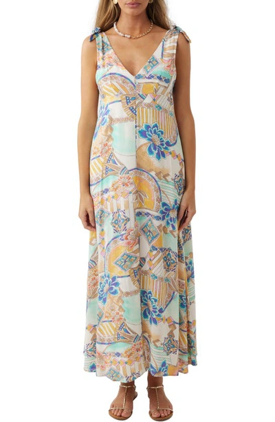O'neill Harlem Floral Maxi Dress In Ivory/ Yellow Multi Colored