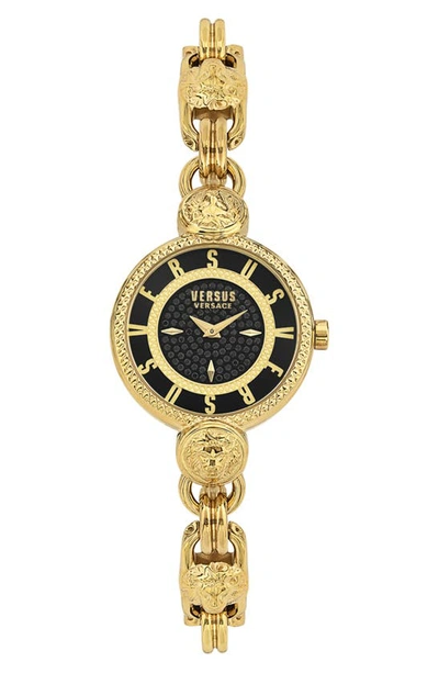 Versus Les Docks Black Crystal Dial Bracelet Watch, 30mm In Ip Yellow Gold
