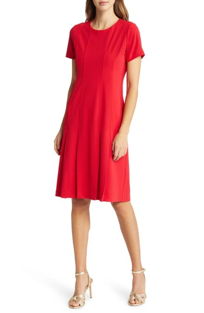 Tahari Asl Fit & Flare Stretch Crepe Dress In Red