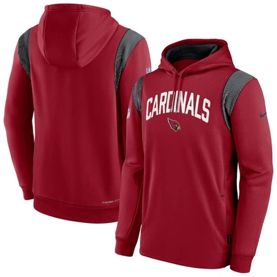 Nike Cardinal Arizona Cardinals Sideline Athletic Stack Performance Pullover Hoodie
