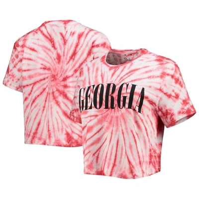 Pressbox Red Georgia Bulldogs Showtime Tie-dye Crop T-shirt