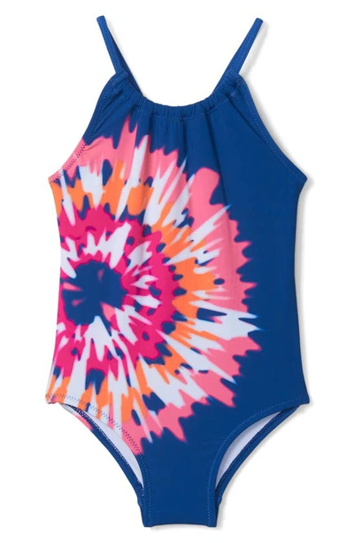 Hatley Kids' Shibori Tie Dye One-piece Swimsuit In Blue