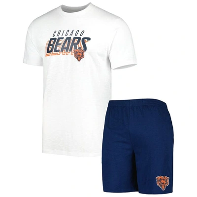 Concepts Sport Men's  Navy, White Chicago Bears Downfield T-shirt And Shorts Sleep Set In Navy,white