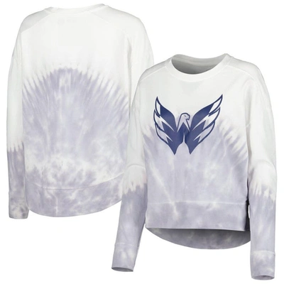 Concepts Sport Women's  Gray, White Washington Capitals Orchard Tie-dye Long Sleeve T-shirt In Gray,white