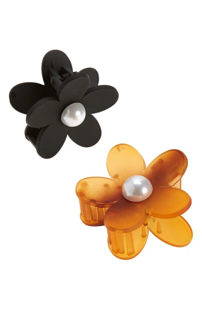 Tasha Assorted 2-pack Flower Imitation Pearl Jaw Clips In Tort Black