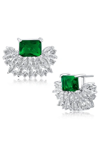 Cz By Kenneth Jay Lane Mixed Cz Crown Stud Earrings In Green