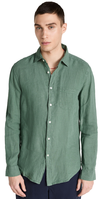 Portuguese Flannel Long Sleeve Linen Shirt Dry Green