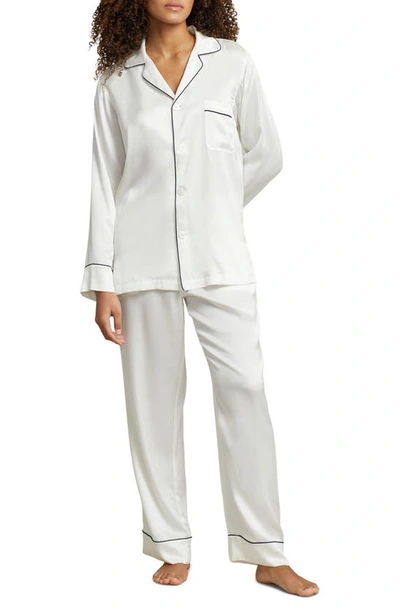 Polo Ralph Lauren Stretch Silk Pajamas In Ecru