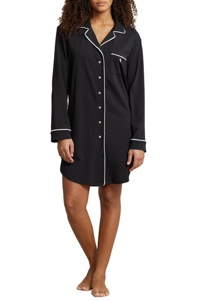 Polo Ralph Lauren Cotton Blend Sleepshirt In Onyx