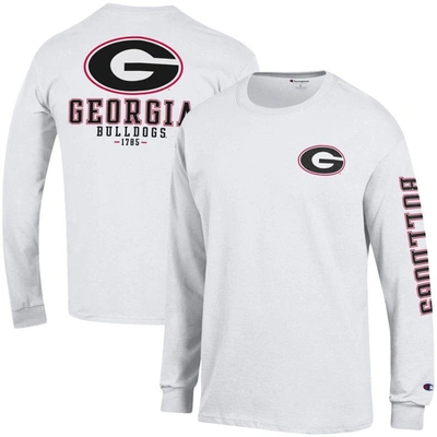 Champion White Georgia Bulldogs Team Stack Long Sleeve T-shirt