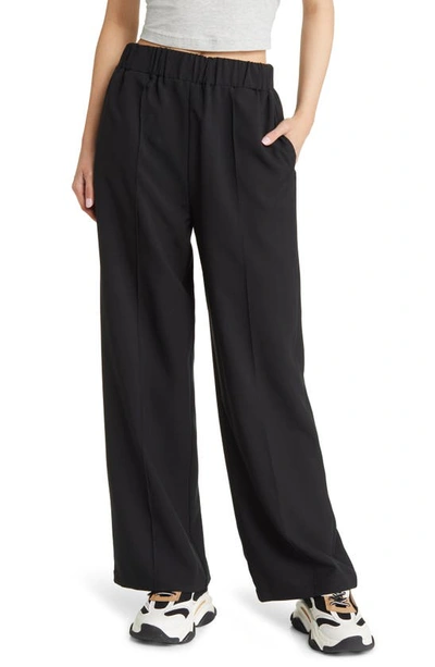 Asos Design Pull-on Wide Leg Trousers In Black