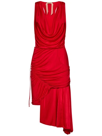 N°21 Red Shiny Viscose Mini Dress In Neutrals