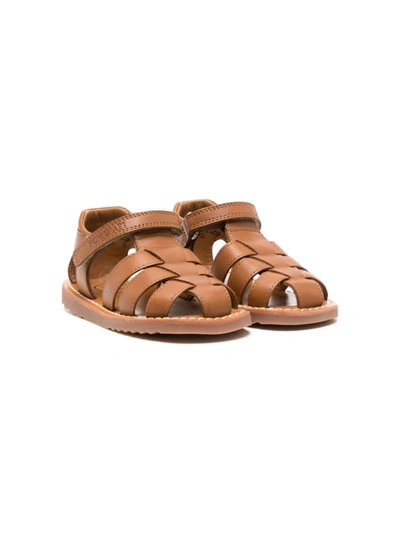 Pom D'api Kids' Caged Leather Sandals In Brown