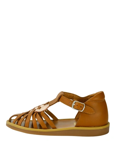 Pom D'api Kids' Sandals In Smooth Leather In Marrone