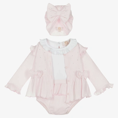 Caramelo Baby Girls Pink Cotton Bows Outfit