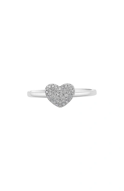 Effy Sterling Silver Heart Diamond Ring In White