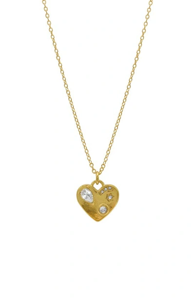 Adornia Water Resistant Crystal Heart Pendant Necklace In Gold