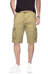 X-ray Belted Twill Trim Cargo Shorts In British Khaki