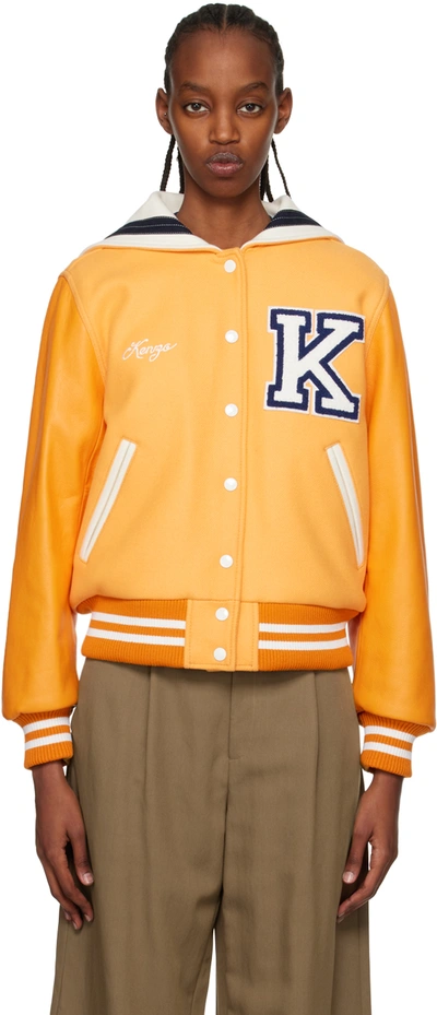 Kenzo Orange  Paris Embroidered Varsity Jacket