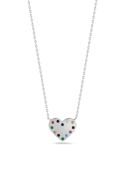 Sphera Milano Cubic Zirconia Heart Shape Pendant Necklace In Silver