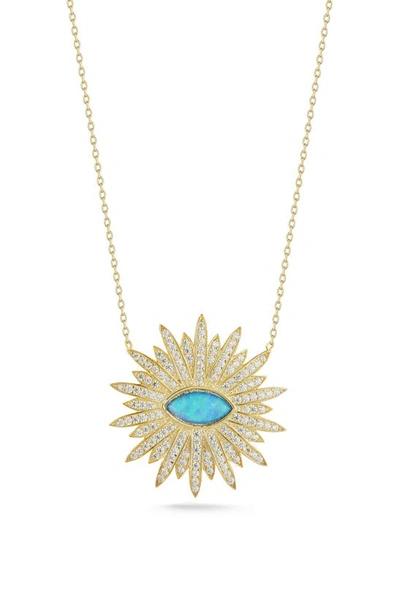 Sphera Milano Cubic Zirconia & Synthetic Opal Disc Pendant Necklace In Gold