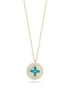 Sphera Milano Clover Enamel Cubic Zirconia Pendant Necklace In Gold