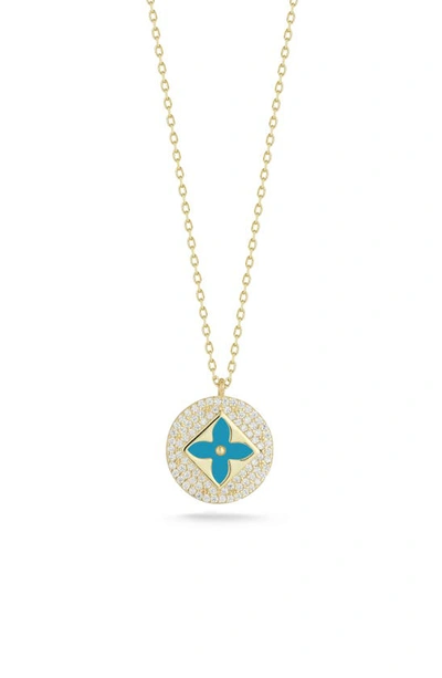 Sphera Milano Clover Enamel Cubic Zirconia Pendant Necklace In Gold
