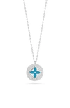 Sphera Milano Clover Enamel Cubic Zirconia Pendant Necklace In Silver