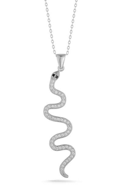 Sphera Milano Snake Cubic Zirconia Pendant Necklace In Silver