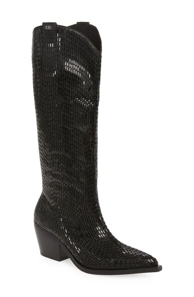 Azalea Wang Driven Crystal Western Boot In Black