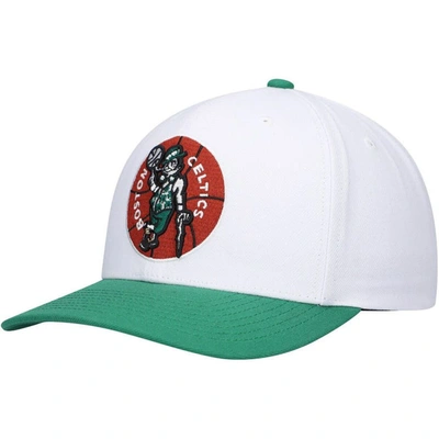 Mitchell & Ness Men's  White, Green Boston Celtics Hardwood Classics Core 2-tone 2.0 Pro Snapback Hat In White,green