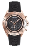 Ferragamo Urban Ion-plated Stainless Steel Chronograph Watch, 43mm In Ip Rose Gold/black