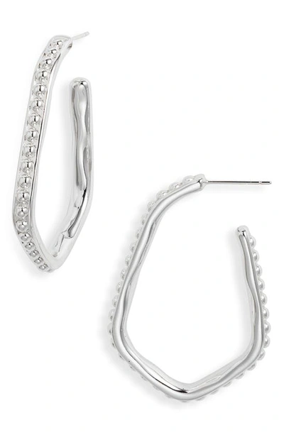 Kendra Scott Lonnie Beaded Hoop Earrings In Silver