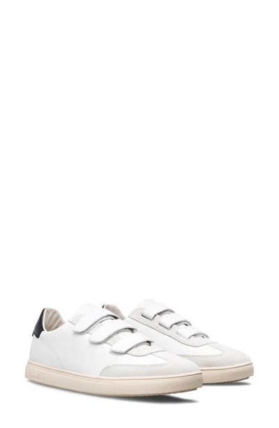 Clae Deane Strap Sneaker In White Leather Black