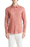 Hugo Boss Roger Slim Fit Stretch Linen Blend Button-up Shirt In Open Pink