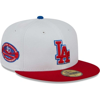 New Era Men's  White, Red Los Angeles Dodgers Undervisor 59fifty Fitted Hat In White,red