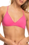 Roxy Beach Classics Strappy Athletic Triangle Bikini Top In Shocking Pink