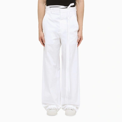 Ann Demeulemeester White Cotton Baggy Trousers