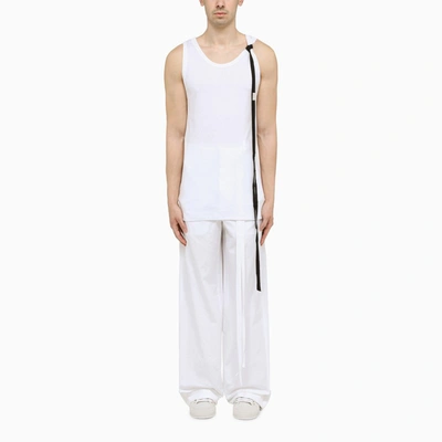 Ann Demeulemeester Long White Tank Top With Laces