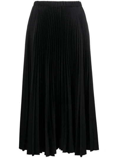 Jil Sander Pleated Cotton-organza Midi Skirt In Black