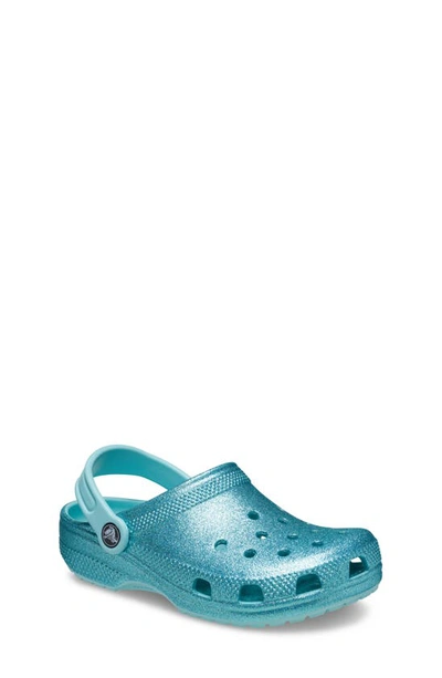 Crocs Kids' Classic Glitter Clog In Pure Water